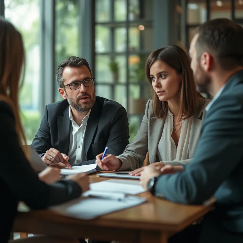 Consultor presentando una estrategia a clientes