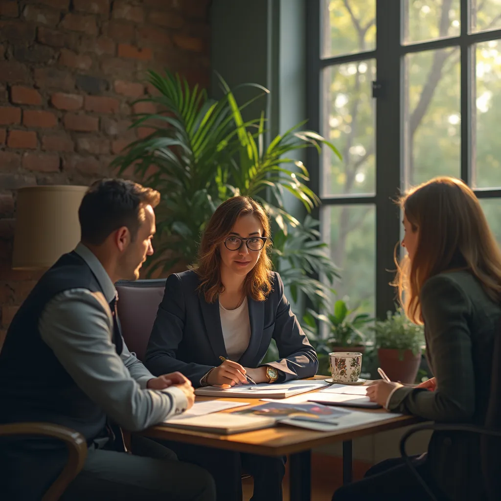 Equipo de consultores trabajando en una oficina moderna